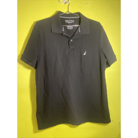 Nautica Polo Shirt L Adult Black Performance Deck Classic Fit Golf Men’s - Picture 1 of 6